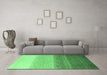 Machine Washable Abstract Emerald Green Modern Area Rugs in a Living Room,, wshabs4293emgrn