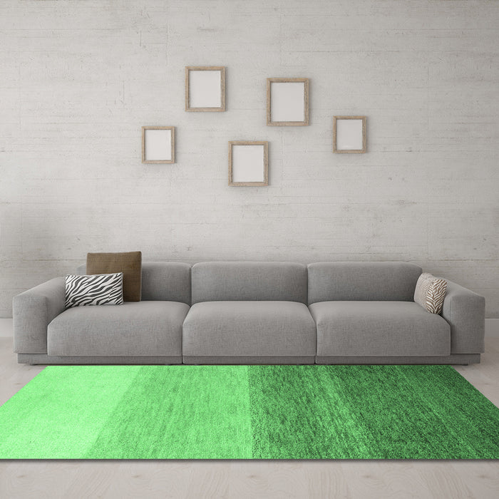 Machine Washable Abstract Emerald Green Modern Area Rugs in a Living Room,, wshabs4293emgrn