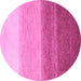 Round Machine Washable Abstract Pink Modern Rug, wshabs4293pnk