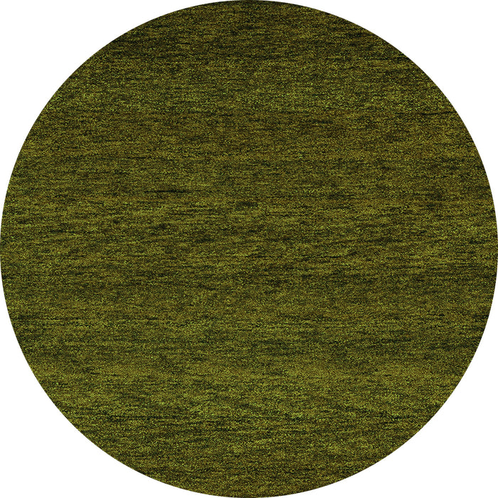 Round Machine Washable Abstract Green Modern Area Rugs, wshabs4294grn