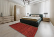 Machine Washable Abstract Tomato Red Rug in a Bedroom, wshabs4294