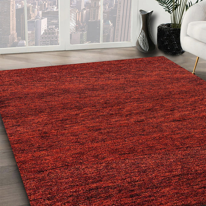 Abstract Red Modern Rug in Family Room, abs4294