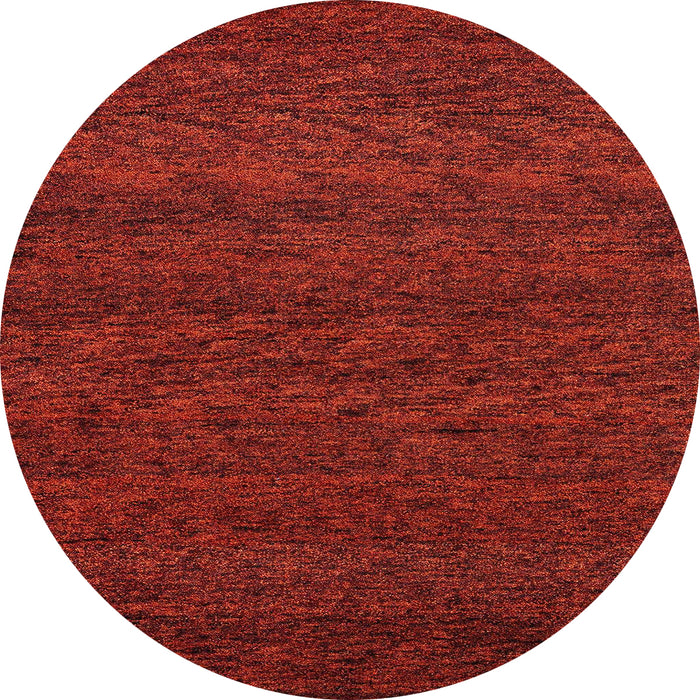 Round Machine Washable Abstract Tomato Red Rug, wshabs4294
