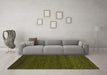 Machine Washable Abstract Green Modern Area Rugs in a Living Room,, wshabs4294grn