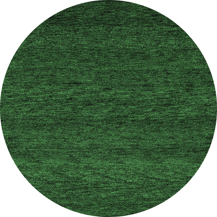 Round Machine Washable Abstract Emerald Green Modern Area Rugs, wshabs4294emgrn