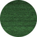 Round Machine Washable Abstract Emerald Green Modern Area Rugs, wshabs4294emgrn