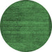 Round Abstract Emerald Green Modern Rug, abs4295emgrn