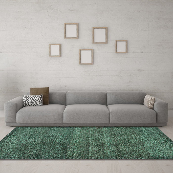 Machine Washable Abstract Turquoise Modern Area Rugs in a Living Room,, wshabs4295turq