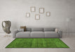 Machine Washable Abstract Green Modern Area Rugs in a Living Room,, wshabs4295grn