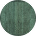 Round Abstract Turquoise Modern Rug, abs4295turq