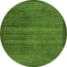 Round Abstract Green Modern Rug, abs4295grn