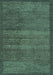 Machine Washable Abstract Turquoise Modern Area Rugs, wshabs4295turq