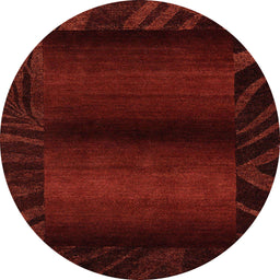 Round Machine Washable Abstract Saffron Red Rug, wshabs4296