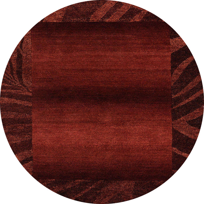 Round Machine Washable Abstract Saffron Red Rug, wshabs4296