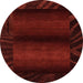 Round Machine Washable Abstract Saffron Red Rug, wshabs4296