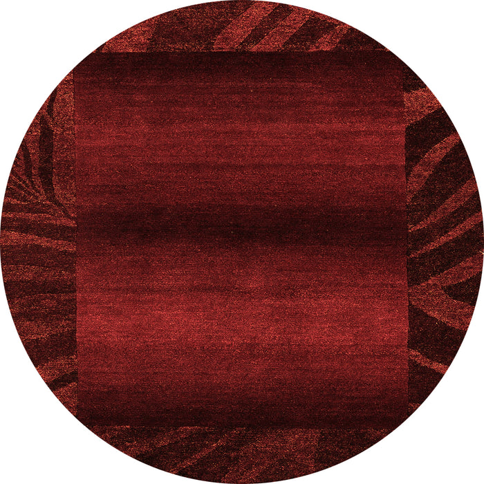 Round Machine Washable Abstract Orange Modern Area Rugs, wshabs4296org