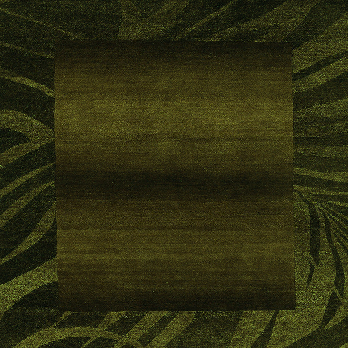 Square Abstract Green Modern Rug, abs4296grn