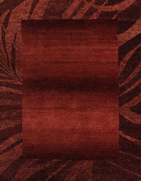 Machine Washable Abstract Saffron Red Rug, wshabs4296