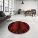 Round Machine Washable Abstract Saffron Red Rug in a Office, wshabs4296