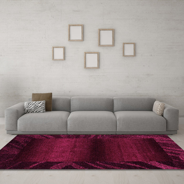 Machine Washable Abstract Pink Modern Rug in a Living Room, wshabs4296pnk