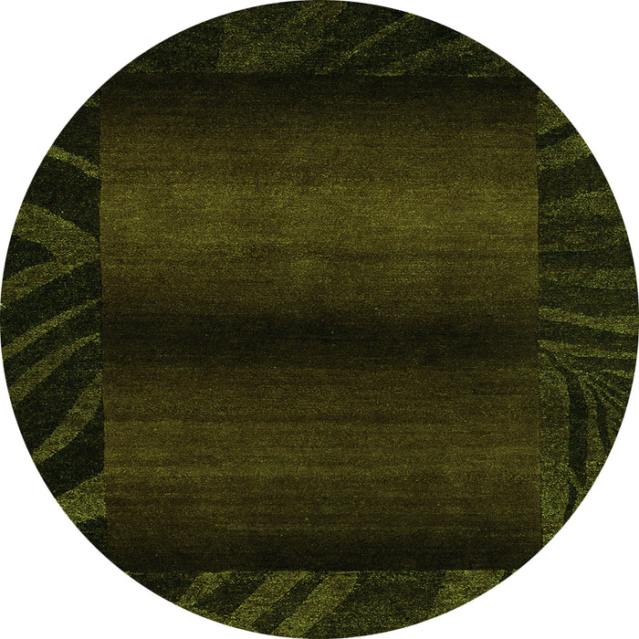 Round Abstract Green Modern Rug, abs4296grn