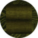 Round Abstract Green Modern Rug, abs4296grn