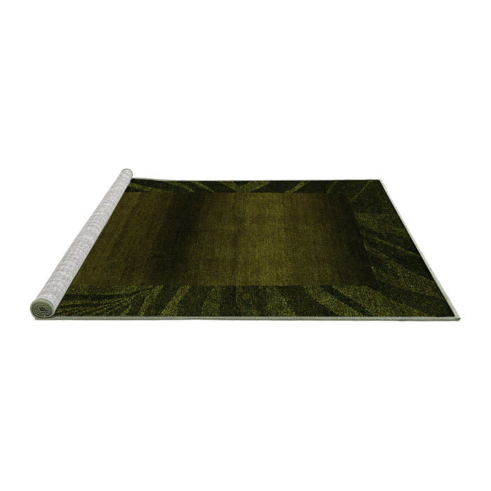 Sideview of Machine Washable Abstract Green Modern Area Rugs, wshabs4296grn