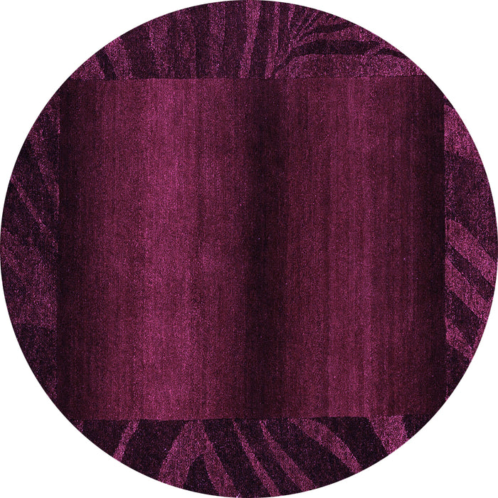Round Machine Washable Abstract Purple Modern Area Rugs, wshabs4296pur