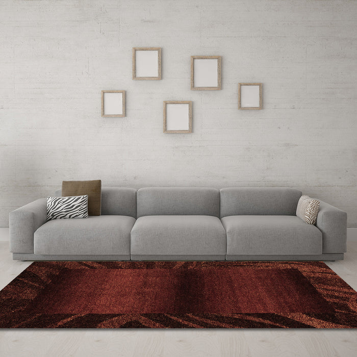 Machine Washable Abstract Brown Modern Rug in a Living Room,, wshabs4296brn