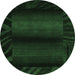 Round Abstract Emerald Green Modern Rug, abs4296emgrn