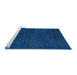 Sideview of Machine Washable Abstract Blueberry Blue Rug, wshabs4297