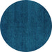 Round Machine Washable Abstract Turquoise Modern Area Rugs, wshabs4297turq