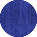 Round Machine Washable Abstract Blue Modern Rug, wshabs4297blu