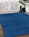 Abstract Blue Modern Rug in Family Room, abs4297