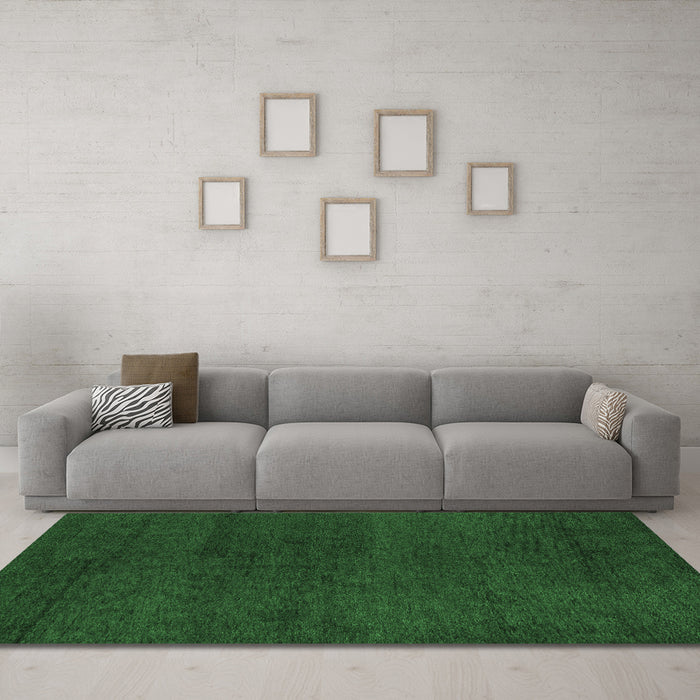 Machine Washable Abstract Emerald Green Modern Area Rugs in a Living Room,, wshabs4297emgrn