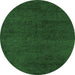 Round Abstract Emerald Green Modern Rug, abs4297emgrn