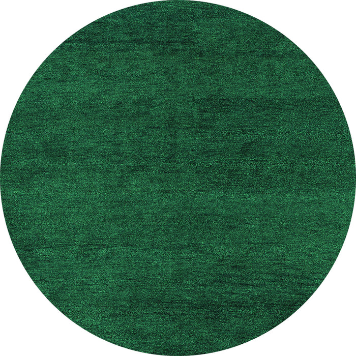 Round Machine Washable Abstract Green Modern Area Rugs, wshabs4297grn