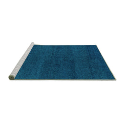 Sideview of Machine Washable Abstract Turquoise Modern Area Rugs, wshabs4297turq