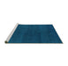 Sideview of Machine Washable Abstract Turquoise Modern Area Rugs, wshabs4297turq