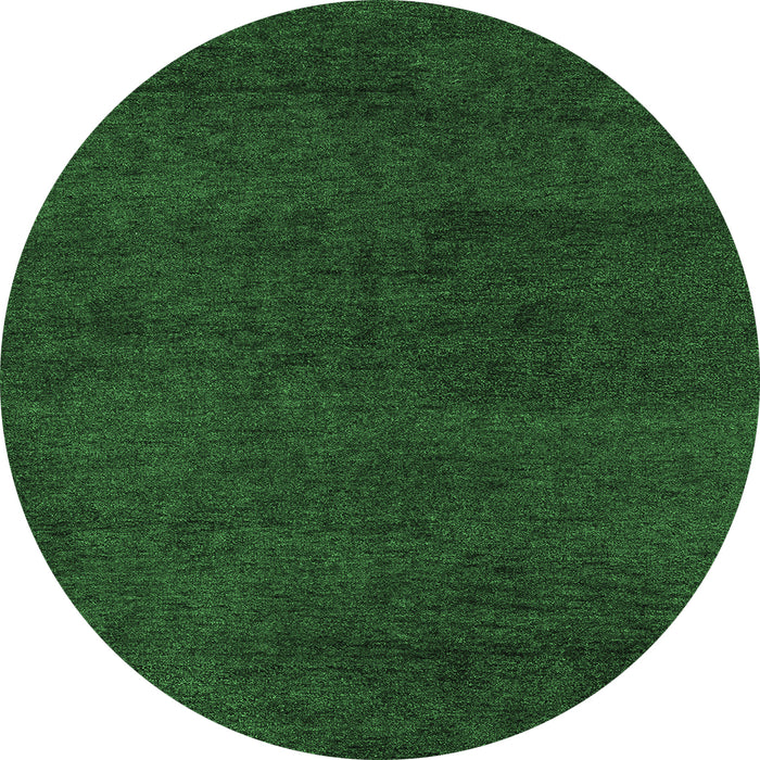 Round Machine Washable Abstract Emerald Green Modern Area Rugs, wshabs4297emgrn
