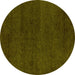 Round Machine Washable Abstract Yellow Modern Rug, wshabs4297yw