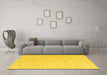 Machine Washable Solid Yellow Modern Rug in a Living Room, wshabs4298yw