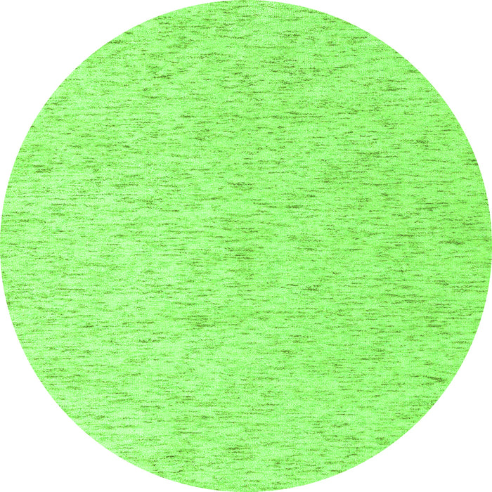 Round Machine Washable Solid Green Modern Area Rugs, wshabs4298grn