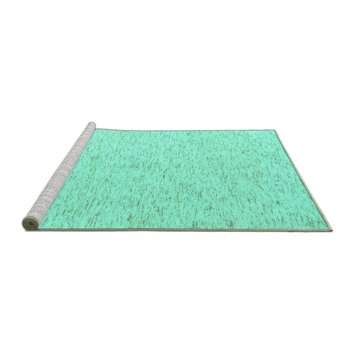 Sideview of Machine Washable Solid Turquoise Modern Area Rugs, wshabs4298turq