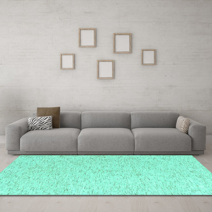 Machine Washable Solid Turquoise Modern Area Rugs in a Living Room,, wshabs4298turq