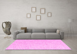Machine Washable Solid Pink Modern Rug in a Living Room, wshabs4298pnk