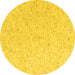 Round Machine Washable Solid Yellow Modern Rug, wshabs4298yw