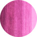 Round Machine Washable Abstract Pink Modern Rug, wshabs4299pnk