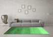 Machine Washable Abstract Emerald Green Modern Area Rugs in a Living Room,, wshabs4299emgrn