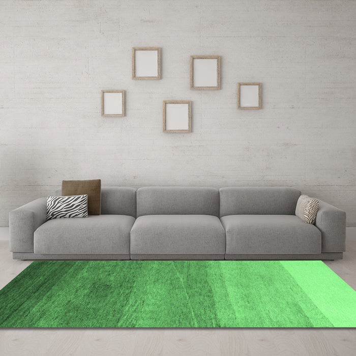 Machine Washable Abstract Emerald Green Modern Area Rugs in a Living Room,, wshabs4299emgrn